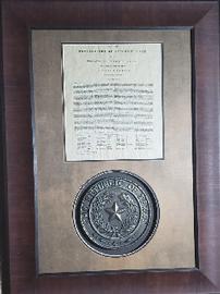 Texas Declaration of Independence with Republic of Texas Seal 202//270